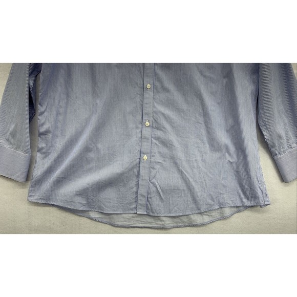 Vince Camuto Button Down Shirt Size 17 1/2 Blue Striped Long Sleeve 100% Cotton - Picture 5 of 16